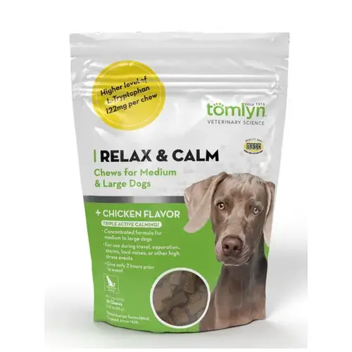 Tomlyn Relax & Calm Chicken Flavored Chew for Medium/Large Dogs - 30 count