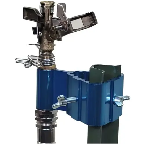 Dramm Post Mount Sprinkler with Brass Impulse Head Blue Dramm Post Mount Sprinkler with Brass Impulse Head Blue