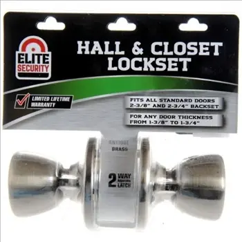MR Brands LLC Elite Security Passage / Hall & Closet Lockset Tulip Style Knob - Antique Brass 01993 MR Brands LLC Elite Security Passage / Hall & Closet Lockset Tulip Style Knob - Antique Brass 01993