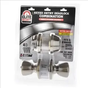 MR Brands LLC 01968 Elite Security Keyed Entry Deadlock Combo, Tulip Style - Antique Brass