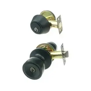 MR Brands LLC 01102 Elite Security Keyed Entry Deadlock Combo, Tulip Style - Matte Black