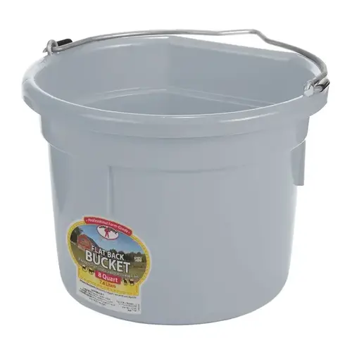 Miller Flat Back 8 Quart Plastic Bucket - Gray