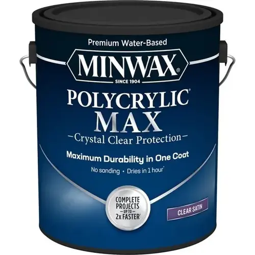 Minwax Polycrylic Interior Wood Stain, Satin, Clear, Liquid, 1 gal Minwax Polycrylic Interior Wood Stain, Satin, Clear, Liquid, 1 gal