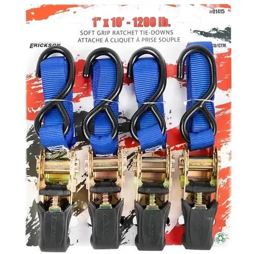 RATCHET TIE DOWN 1"X10 ft SOFT, 1200 lbs RATCHET TIE DOWN 1"X10 ft SOFT, 1200 lbs
