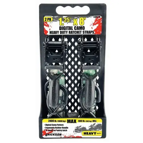 RATCHET TIE DOWN 1.25" X 8 ft CAMO, 2400 lbs