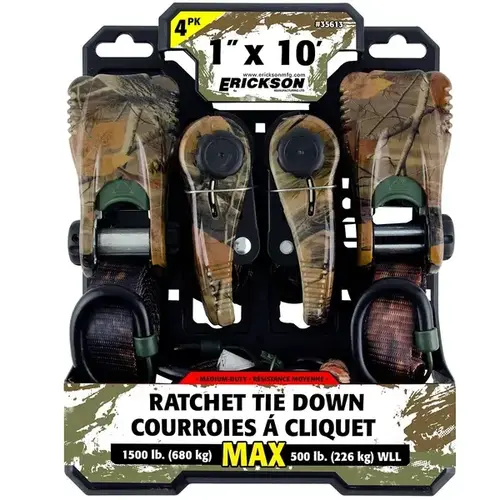 35613 1X10 1500# CAMO RATCHET TIE DOWN 4PK 35613 1X10 1500# CAMO RATCHET TIE DOWN 4PK