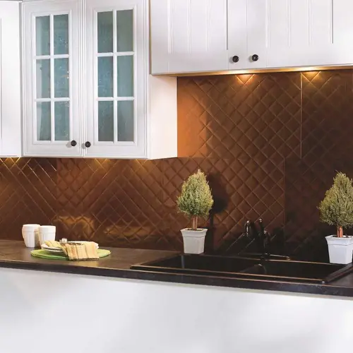 Fasade 18.25 in. x 24.25 in. Oil Rubbed Bronze Quilted PVC Decorative Backsplash Panel Fasade 18.25 in. x 24.25 in. Oil Rubbed Bronze Quilted PVC Decorative Backsplash Panel