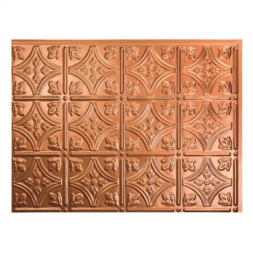 Fasade 18.25 in. x 24.25 in. Polished Copper Traditional Style # 1 PVC Decorative Backsplash Panel Fasade 18.25 in. x 24.25 in. Polished Copper Traditional Style # 1 PVC Decorative Backsplash Panel