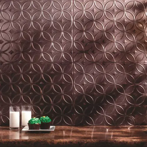 Fasade 18.25 in. x 24.25 in. Smoked Pewter Rings PVC Decorative Backsplash Panel Fasade 18.25 in. x 24.25 in. Smoked Pewter Rings PVC Decorative Backsplash Panel