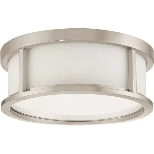 Nuvo Lighting Odeon - 2" Light 13 Flush Dome, Satin White Glass Brushed NICKEL