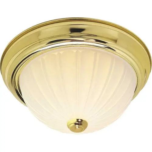 Satco Polished Brass Two-Light 11 Flush Mount With Melon Glass Satco Polished Brass Two-Light 11 Flush Mount With Melon Glass