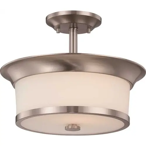 Nuvo Lighting Two-Light Semi-Flush Mount Ceiling Fixture, Brushed NICKEL