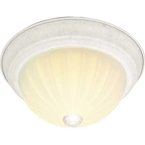 Satco White Two-Light 13 Flush Mount With Frosted Melon Glass Satco White Two-Light 13 Flush Mount With Frosted Melon Glass