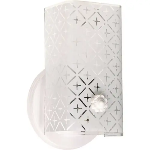 Satco Nuvo White One-Light 7 Vanity With Diamond U Channel Glass Satco Nuvo White One-Light 7 Vanity With Diamond U Channel Glass