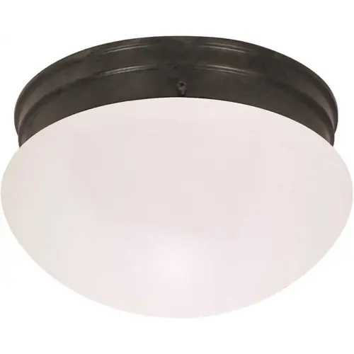 Satco Mahogany Bronze Two-Light 10 Mushroom Flush Fixture With Frosted Glass Satco Mahogany Bronze Two-Light 10 Mushroom Flush Fixture With Frosted Glass