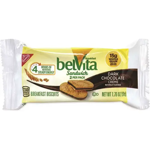 Nabisco Belvita Breakfast Biscuits Dark Chocolate Creme 1.76 Oz Package Of 25