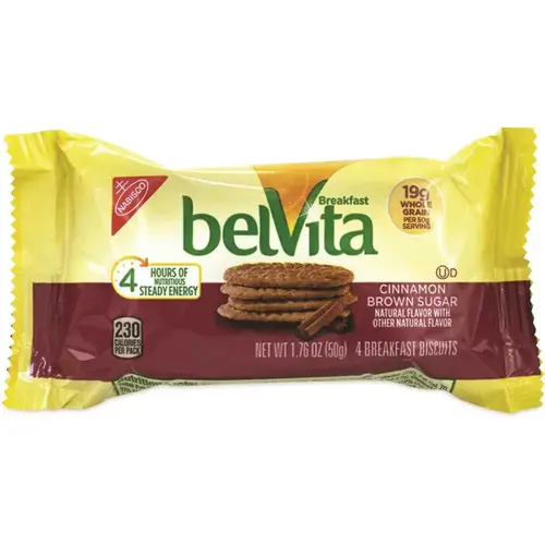 Nabisco Belvita Breakfast Biscuits Cinnamon Brown Sugar 1.76 Oz Package Of 25