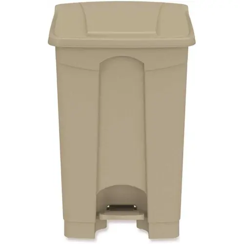 Safco Step-On Receptacle, Plastic, 12 Gallon, Tan Safco Step-On Receptacle, Plastic, 12 Gallon, Tan