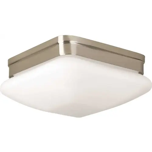 Progress Lighting Brushed NICKEL 9 Two-Light Flush Mount With Etched Opal Glass Progress Lighting Brushed NICKEL 9 Two-Light Flush Mount With Etched Opal Glass