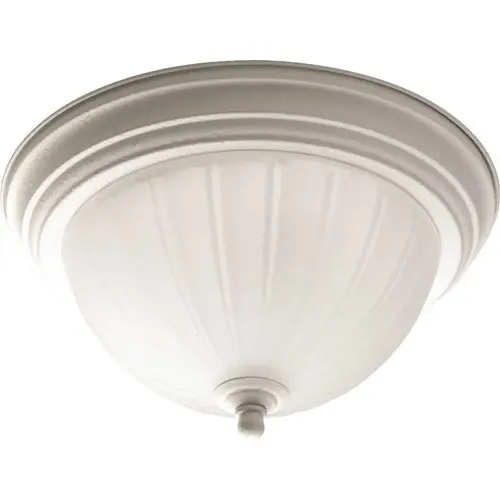Progress Lighting White One-Light Flush Fixture With Etched Ribbed Glass