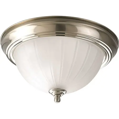 Progress Lighting NICKEL One-Light Flush Fixture With Etched Glass 11.375 X 6 Progress Lighting NICKEL One-Light Flush Fixture With Etched Glass 11.375 X 6