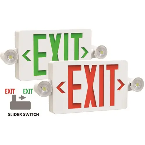 Halco LED Exit Sign, Light Combo, Red/green Letter, Single/double Face, White