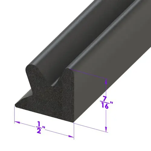 Door Side Seal. Smooth, black, skin-covered sponge
