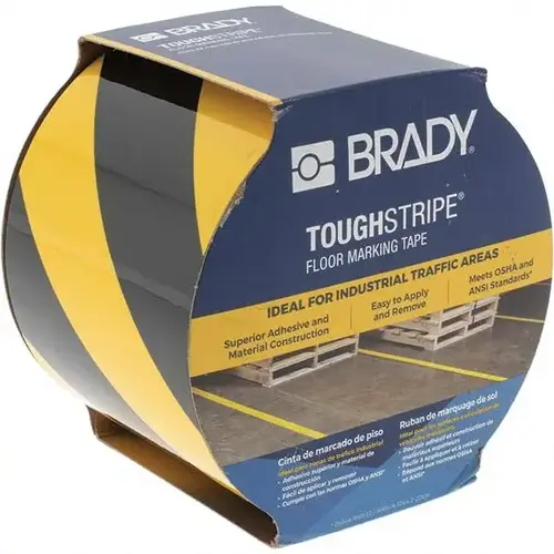 Toughstripe Floor Marking Tape 4 In W Black/Yellow Roll Of 100 Feet Toughstripe Floor Marking Tape 4 In W Black/Yellow Roll Of 100 Feet