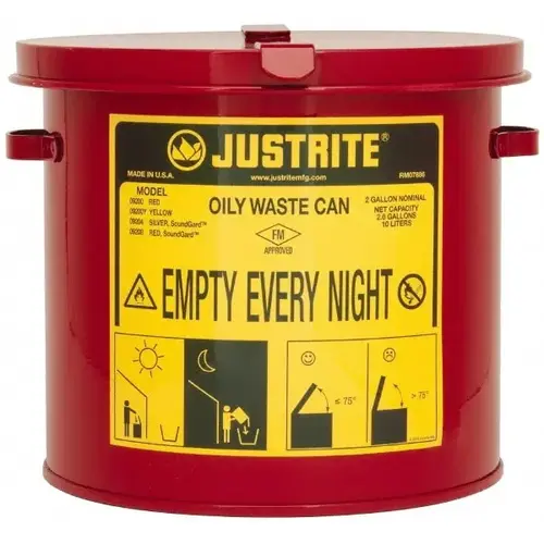 2 Gallon Capacity, Galvanized Steel Oily Waste Can 2 Gallon Capacity, Galvanized Steel Oily Waste Can