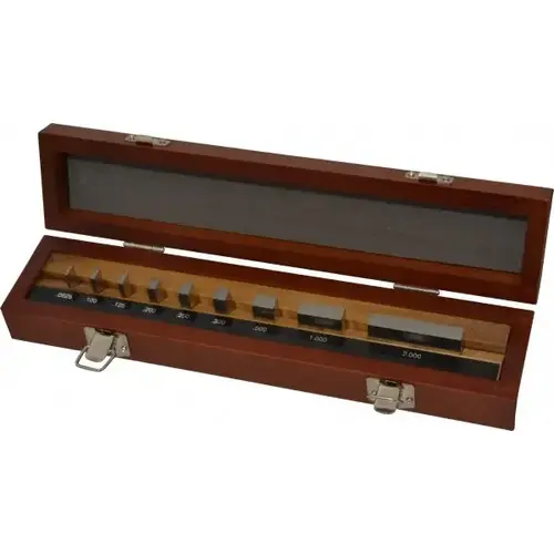 Inspection Gage Block Set, In., ASME Grade AS-1, 9 Blocks; 9-Pc Set, Rect, Steel