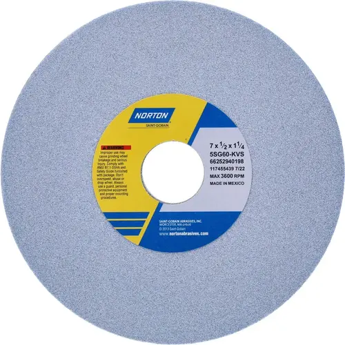 Surface Grinding Wheel: 7" Dia, 1/2" Thick, 1-1/4" Hole, 60 Grit, K Hardness