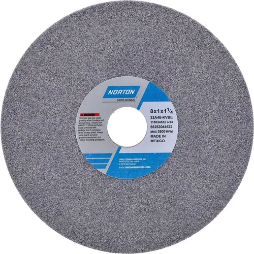 Surface Grinding Wheel: 8" Dia, 1" Thick, 1-1/4" Hole, 46 Grit, K Hardness Surface Grinding Wheel: 8" Dia, 1" Thick, 1-1/4" Hole, 46 Grit, K Hardness