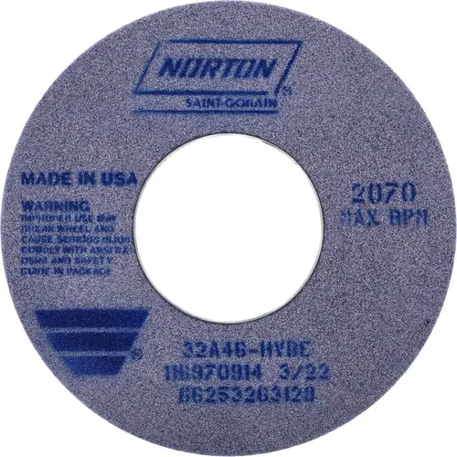 Surface Grinding Wheel: 12" Dia, 1-1/2" Thick, 5" Hole, 46 Grit, H Hardness