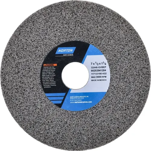 Surface Grinding Wheel: 7" Dia, 1/2" Thick, 1-1/4" Hole, 46 Grit, G Hardness Surface Grinding Wheel: 7" Dia, 1/2" Thick, 1-1/4" Hole, 46 Grit, G Hardness