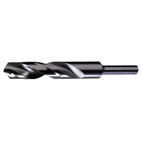Reduced Shank Drill Bit: 1/2 inch Dia, 1/4 inch Shank Dia, 118 0, High Speed Steel Coated