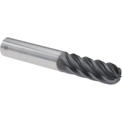 Ball End Mill: 3/8" Dia, 1" LOC, 6 Flute, Solid Carbide AlTiN Ball End Mill: 3/8" Dia, 1" LOC, 6 Flute, Solid Carbide AlTiN