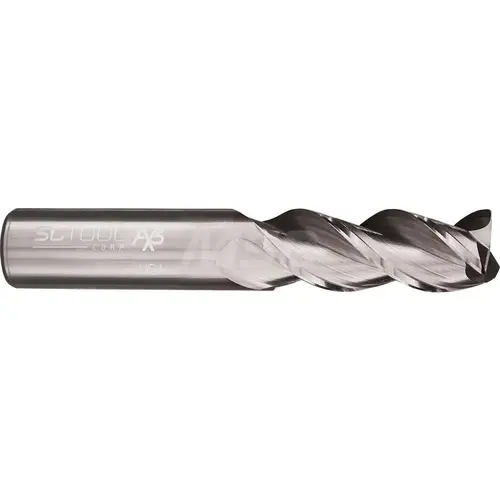 Corner Radius End Mill: 3/8" Dia, 1-1/4" LOC, 0.09" Radius, 3 Flutes, Solid Carbide Uncoated