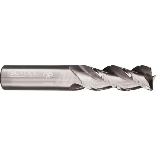 Corner Radius End Mill: 1/2" Dia, 1-1/4" LOC, 0.1200" Radius, 3 Flute, Solid Carbide Bright/Uncoated