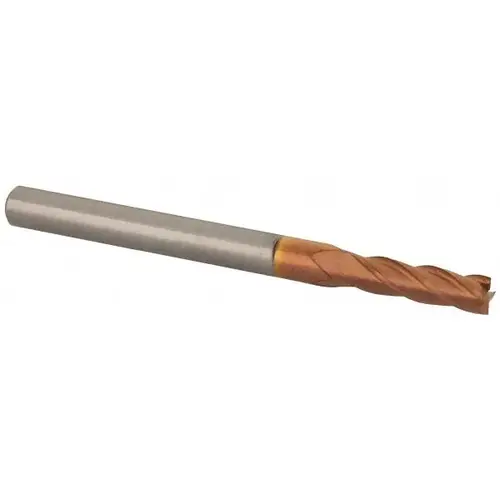 Square End Mill: 7/64 inch Dia, 3/8 inch LOC, 1/8 inch Shank Dia, 1-1/2 inch OAL, 4 Flutes, Solid Carbide