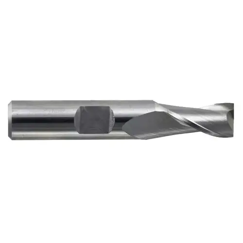 Square End Mill: 17/32 inch Dia, 1-1/8 inch LOC, 1/2 inch Shank Dia, 3-1/8 inch OAL, 2 Flutes, Cobalt Bright/Uncoated