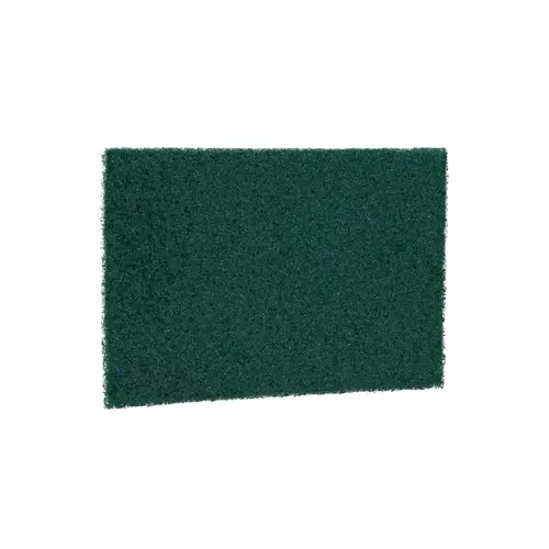 Heavy-Duty Commercial Scouring Pad, 6 in W x 9 in L, Synthetic Fiber, Green
