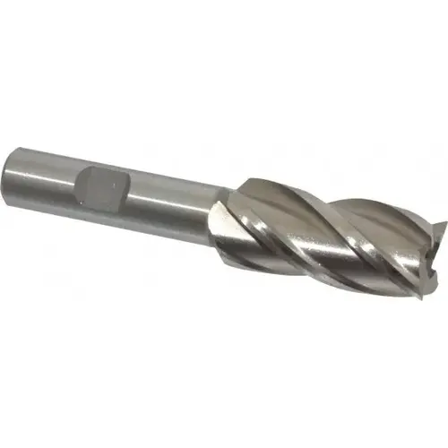 Square End Mill: 3/4 inch Dia, 1-5/8 inch LOC, 1/2 inch Shank Dia, 3-5/8 inch OAL, 4 Flutes, High Speed Steel Bright/Uncoated Square End Mill: 3/4 inch Dia, 1-5/8 inch LOC, 1/2 inch Shank Dia, 3-5/8 inch OAL, 4 Flutes, High Speed Steel Bright/Uncoated