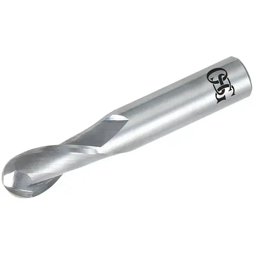 Ball End Mill: 0.1719" Dia, 0.5625" LOC, 2 Flute, Solid Carbide Bright/Uncoated Ball End Mill: 0.1719" Dia, 0.5625" LOC, 2 Flute, Solid Carbide Bright/Uncoated