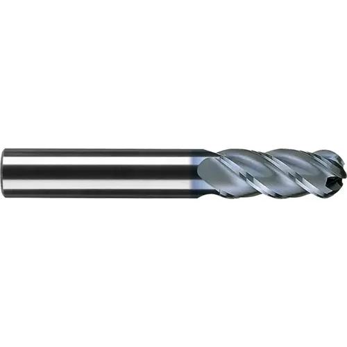 Ball End Mill: 0.25" Dia, 0.75" LOC, 4 Flute, Solid Carbide TiCN