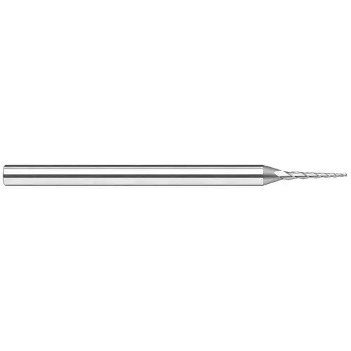 Tapered End Mill: 4 degree per Side, 1/8" Small Dia, 1-1/4" LOC, 3 Flutes, Solid Carbide, Square End Uncoated
