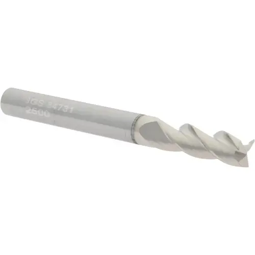 Square End Mill: 1/4" Dia, 3/4" LOC, 3 Flutes, Solid Carbide Square End Mill: 1/4" Dia, 3/4" LOC, 3 Flutes, Solid Carbide