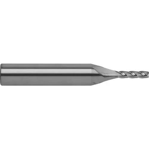 Square End Mill: 1/8 inch Dia, 1/2 inch LOC, 3/8 inch Shank Dia, 2-1/2 inch OAL, 4 Flutes, Solid Carbide