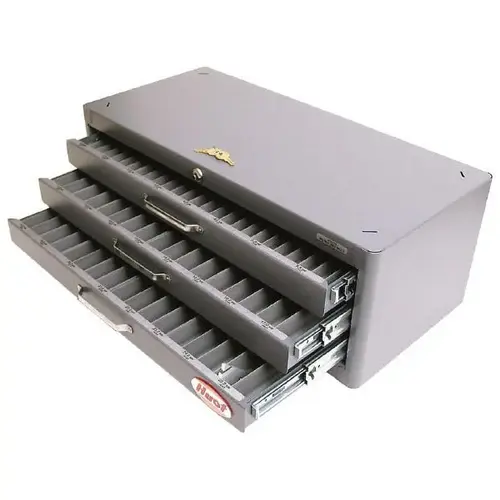 3 Drawer, 2 to 25mm End Mill Diam, Steel End Mill Storage