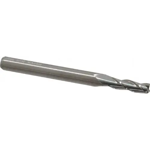 Square End Mill: 5/32 inch Dia, 1/2 inch LOC, 3/16 inch Shank Dia, 2 inch OAL, 3 Flutes, Solid Carbide