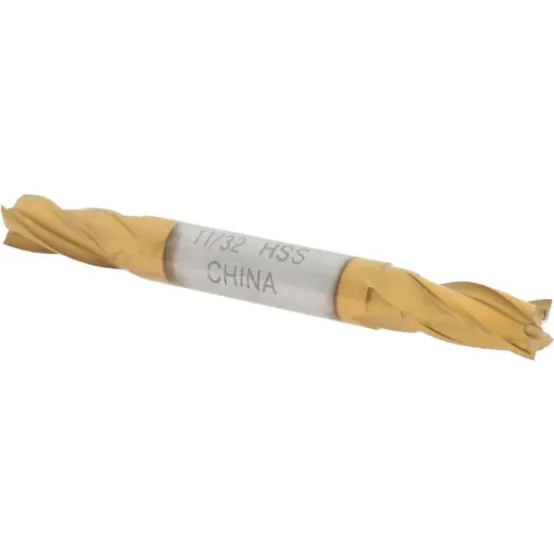 Square End Mill: 11/32" Dia, 3/4" LOC, 4 Flutes, High Speed Steel Bright/Uncoated Square End Mill: 11/32" Dia, 3/4" LOC, 4 Flutes, High Speed Steel Bright/Uncoated